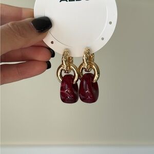Aldo Gold and Deep Red Earrings